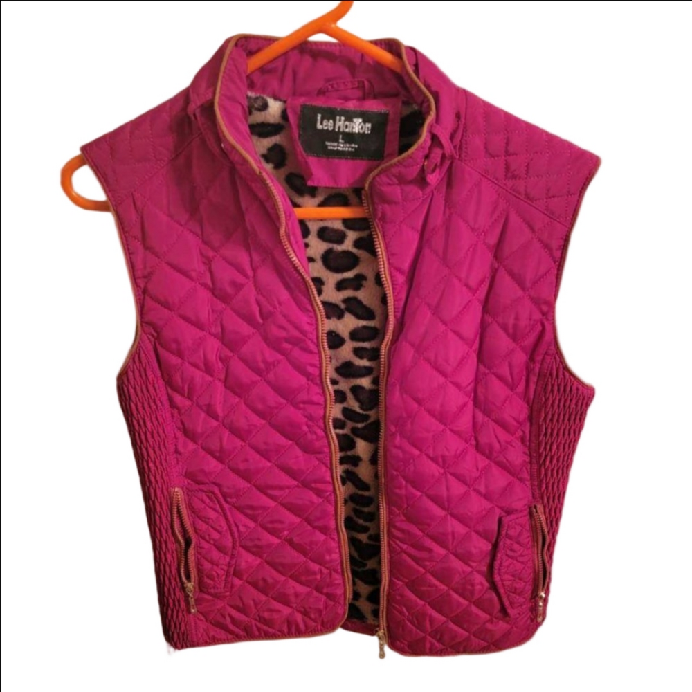 Lee HanTon Red Quilted Vest Large EUC